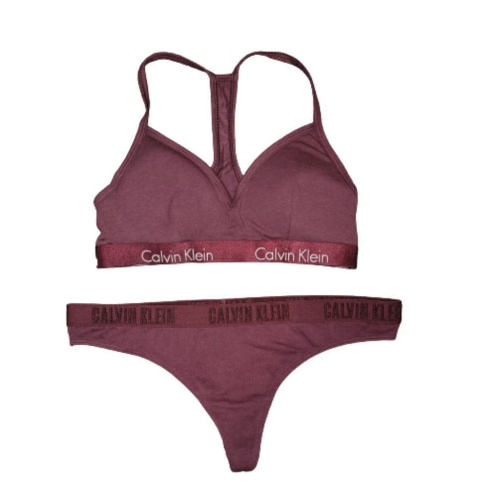 Calvin Klein Women Motive Triangle Padded Racerback Bralette Top & Botto…